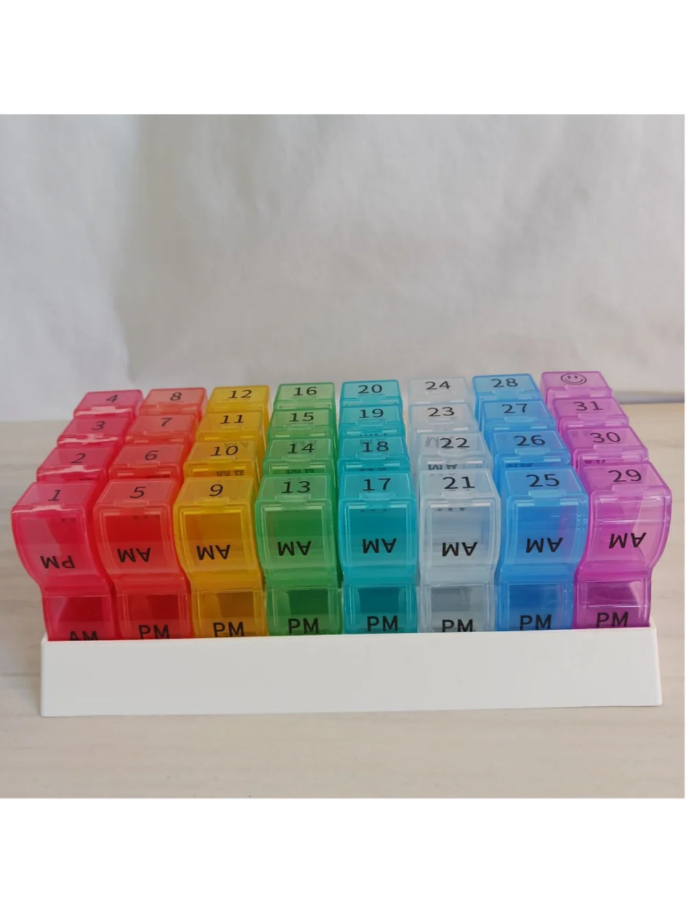 Monthly 31 Day Pill Organizer Am/Pm Compartment Rainbow